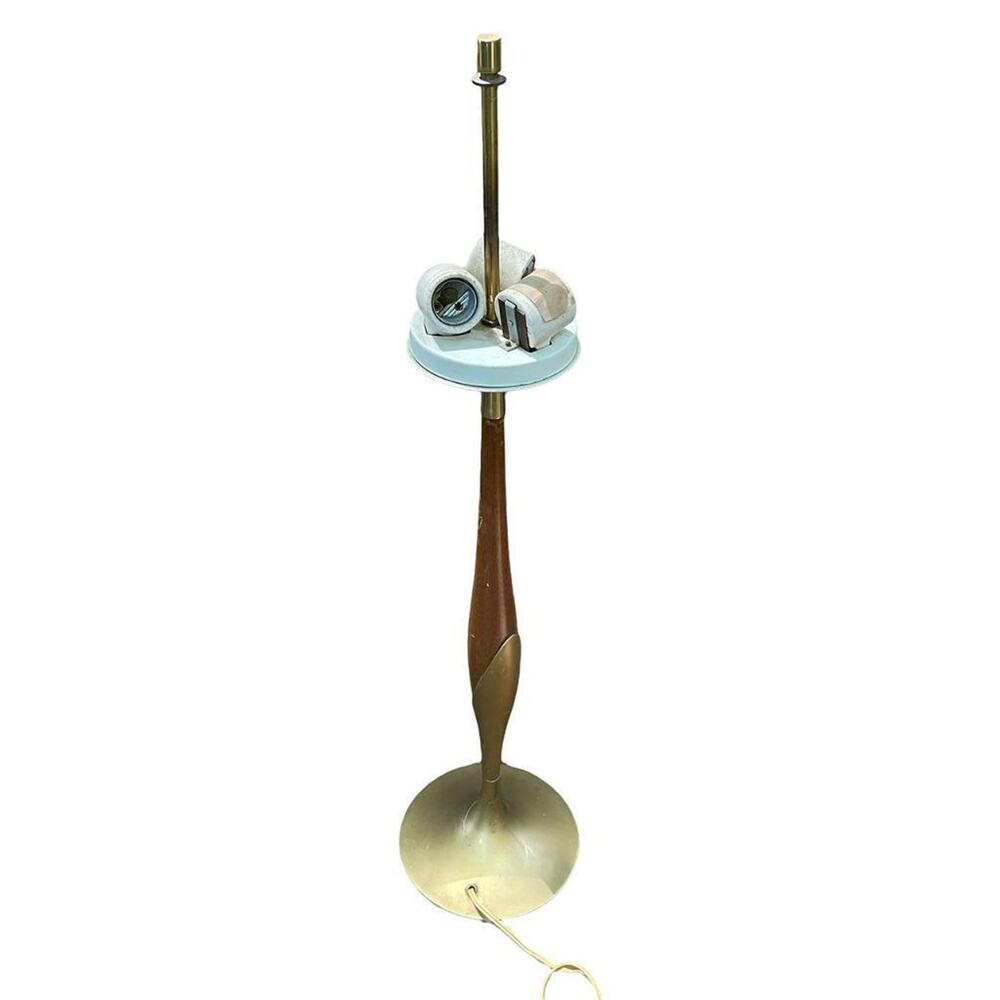 MCM Mid Century Modern Walnut & Brass Lamp by Laurel 1960